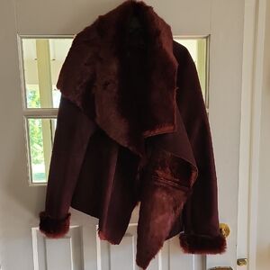 Forever 21 Deep Burgundy Teddy Jacket New Never Worn